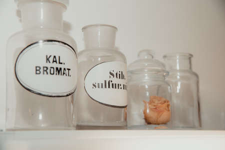 old pharmacy jars which used to be used for medicines - roseの写真素材