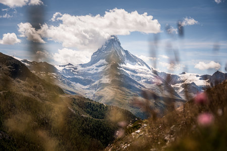 Swiss mountain Matterhorn- monumental rock formations in the Alpsの写真素材