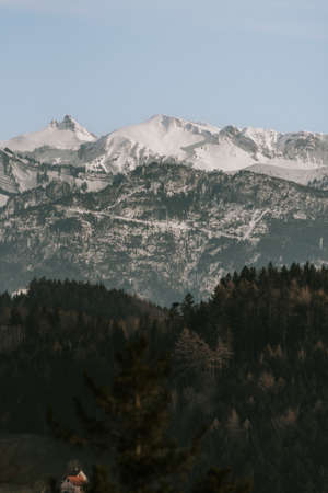 Swiss mountains - monumental rock formations in the Alpsの写真素材