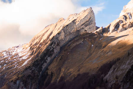 Swiss mountains - monumental rock formations in the Alpsの写真素材