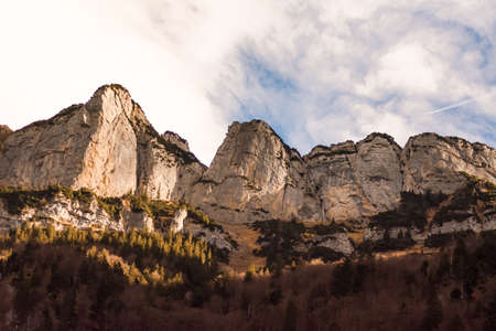 Swiss mountains - monumental rock formations in the Alpsの写真素材