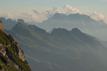 Swiss mountains - monumental rock formations in the Alpsの写真素材