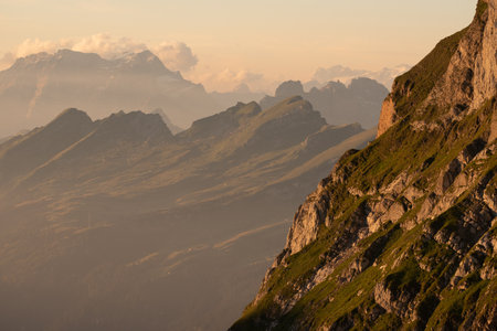 Swiss mountains - monumental rock formations in the Alpsの写真素材