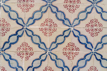 Patterns and textures on beautiful painted tiles in Portugalの写真素材