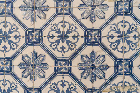 Patterns and textures on beautiful painted tiles in Portugal