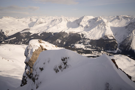Snow-covered landscape - the perfect weather for a trip for skiingの写真素材
