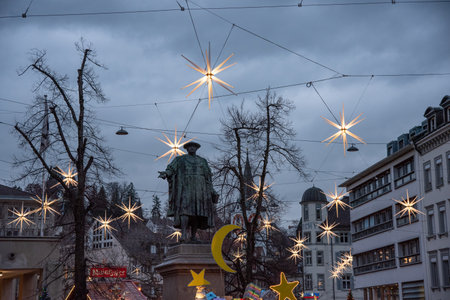 St. Gallen, SWITZERLAND - December 07, 2019: The city of St.Gallen in Christmas moodのeditorial素材