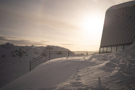 Snow-covered landscape - the perfect weather for a trip for skiingの写真素材