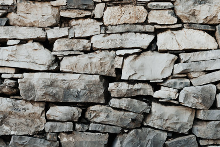 Stone wall structure of an old houseの写真素材