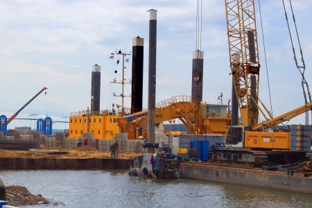 Build a new construction of waterfrontの写真素材