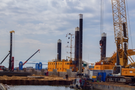 Build a new construction of waterfrontの写真素材