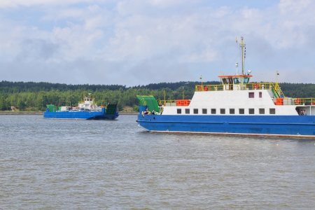 Ferry sailing to the other sideの写真素材