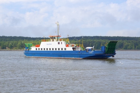 Ferry sailing to the other sideの写真素材