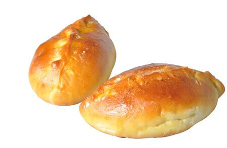 two home-made patties isolated on whiteの写真素材