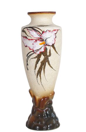 an empty flower vase isolated on white backgroundの写真素材