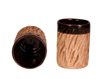 Two small ceramic cupsの写真素材