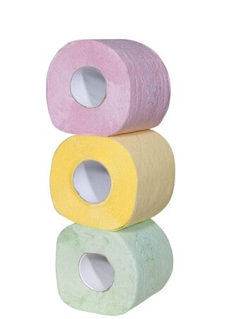 toilet paper in the form of traffic lightsの写真素材