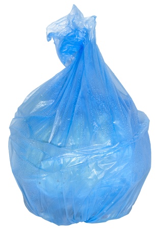 Disposable blue garbage bagの写真素材