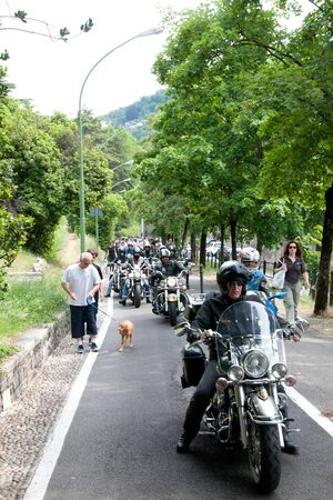 BRESCIA,ITALY - MAY,27: Bikers on parade of AICS (Italian Association of Culture and Sports) 3 ^ RIEDIZIONE XXMIGLIA,   May 27, 2012 in Brescia, Italyのeditorial素材