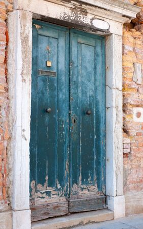 old green doorの写真素材