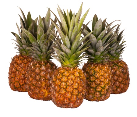 fresh pineapples isolated on white backgroundの写真素材