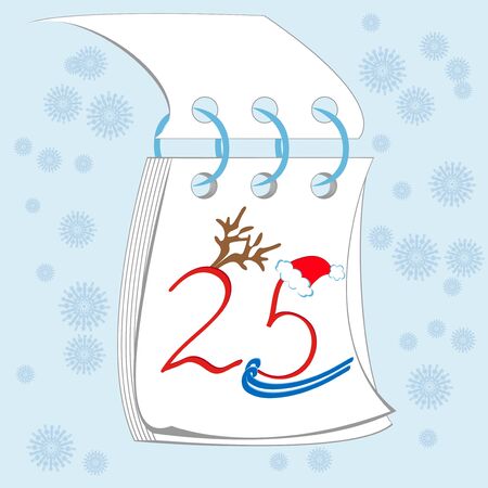 twenty five desember on the calendar, cristmas is comingのイラスト素材