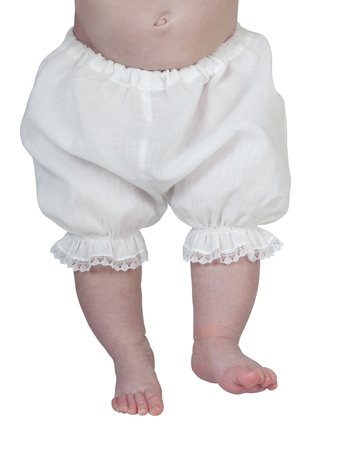 babe in panties make first step isolated on whiteの写真素材