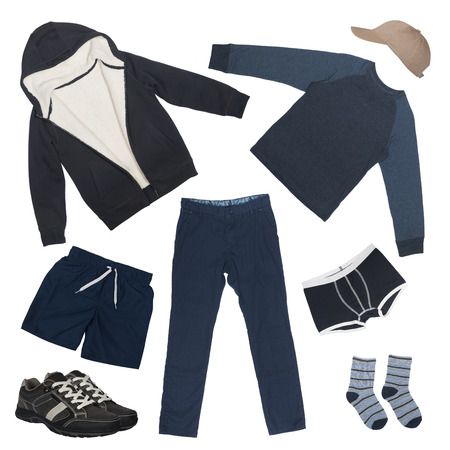 set of clothes for boy isolated on whiteの写真素材