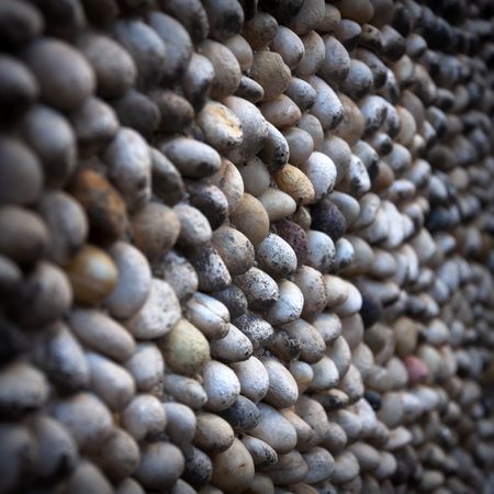 texture paving stones of small pebblesの写真素材