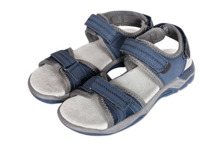 summer shoes for boy isolated on whiteの写真素材