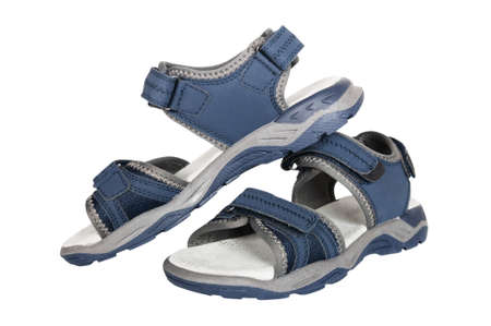 summer shoes for boy isolated on whiteの写真素材
