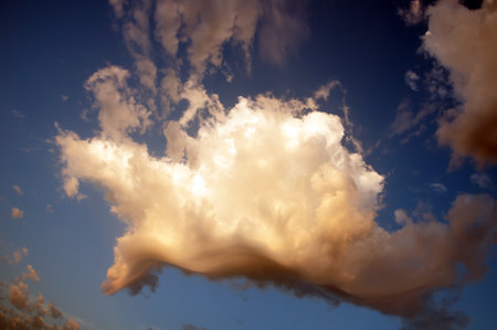 beautiful clouds before rain at sunset, sky backgroundの写真素材