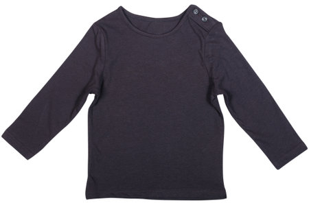 gray long sleeve t-shirt for the child isolated on whiteの写真素材