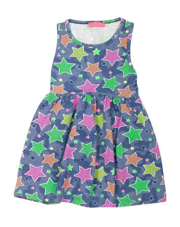 dress with star pattern for little girl isolated on white backgroundの写真素材