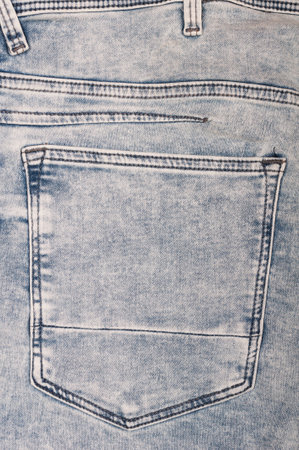 back pocket of male jeans, denim textureの写真素材