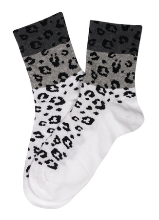 female socks isolated on white background, black and with animal printの写真素材