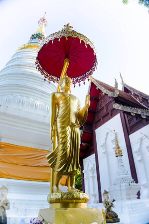 golden buddha statue in Thai temple.の写真素材
