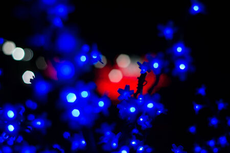 Abstract image of bokeh lights in the dark.の写真素材