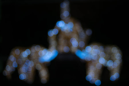 Abstract image of bokeh lights in the dark.の写真素材