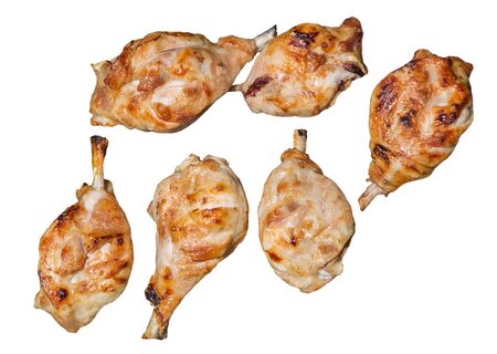 Grilled chicken leg isolated on white background. Roast chickenの写真素材