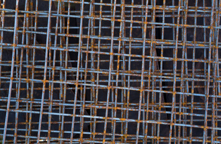 Wire fence. Metal net For construction. Steel wire.の写真素材