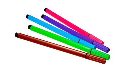 Felt Tip Pens. Multicolored Felt-Tip Pens isolated on a white background. Colorful marker pen. Tub...