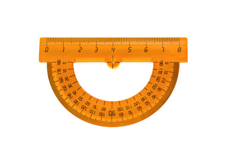Protractor isolated on white. School tool for angle measurements