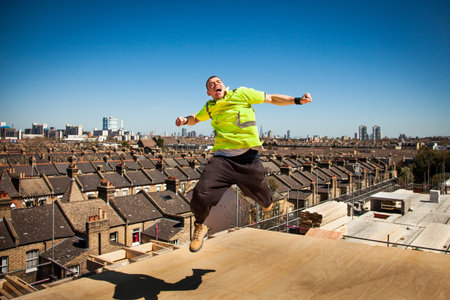 Happy and smiling builder