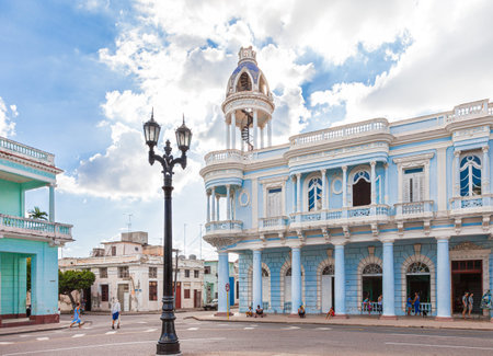 Cienfuegos, Cuba-October 13, 2016. Palace Ferrer, estate located at central square, park called...