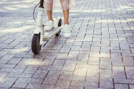 Eco friendly transport electro scooter city transport rideの写真素材