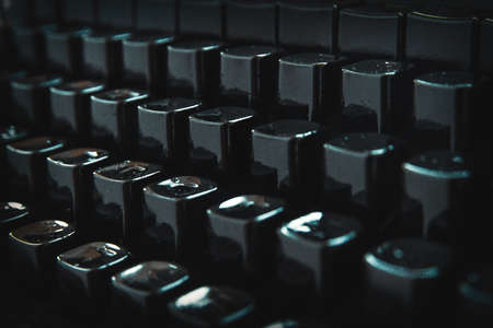 Close-up of the keyboard of a vintage typewriter old black.の写真素材