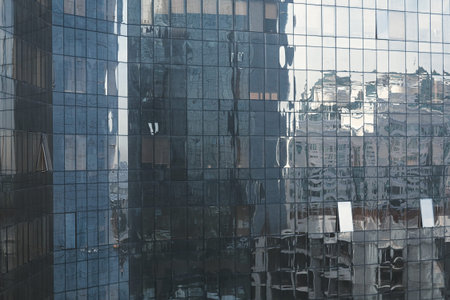 Background from the facade of a large glass business center