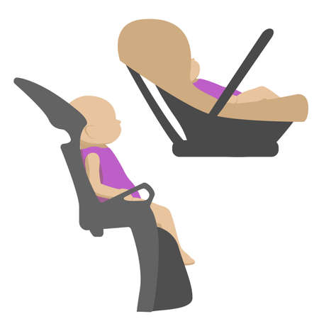 Baby in baby car seat. Side view vector illustration.のイラスト素材