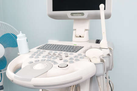 Almaty, Kazakhstan - July 12, 2021: Ultrasound device MEDISON in a clinic wardのeditorial素材